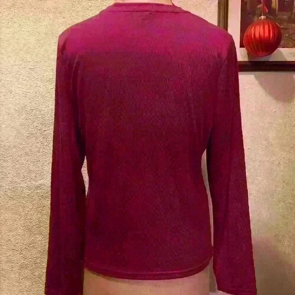Olivia Sky Quilted Long Sleeve Pullover Top Mauve Size Large - Picture 5 of 9